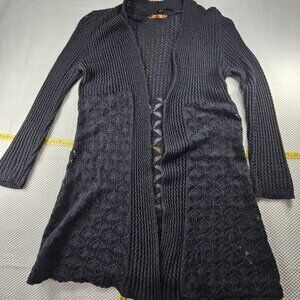 Balldini Women's 1X Cardigan Sweater Dark Gray Long Chunky Knit Button Up Goth